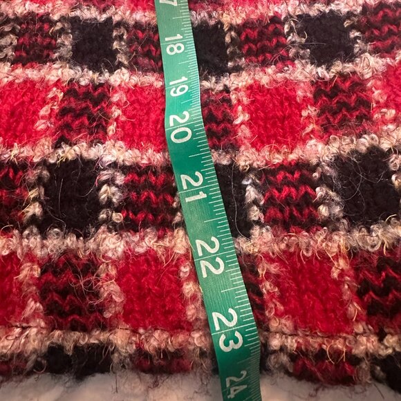 Christopher & Banks Red Plaid Textured Knit Jacket Women's Size Large - Picture 8 of 8